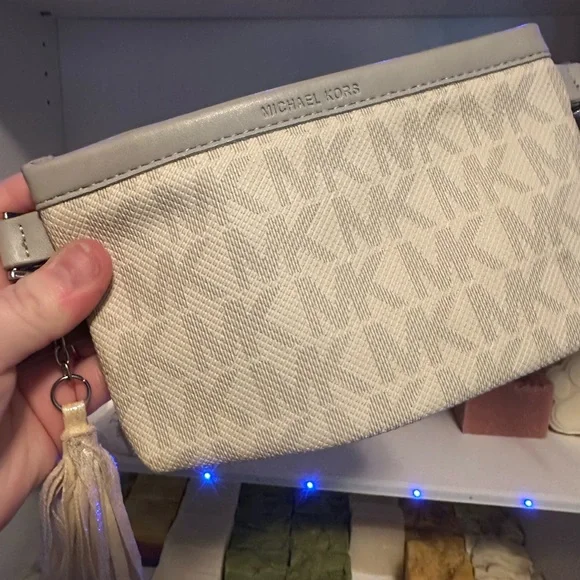 Michael Kors Beige and Gray Wristlet - Picture 1 of 1